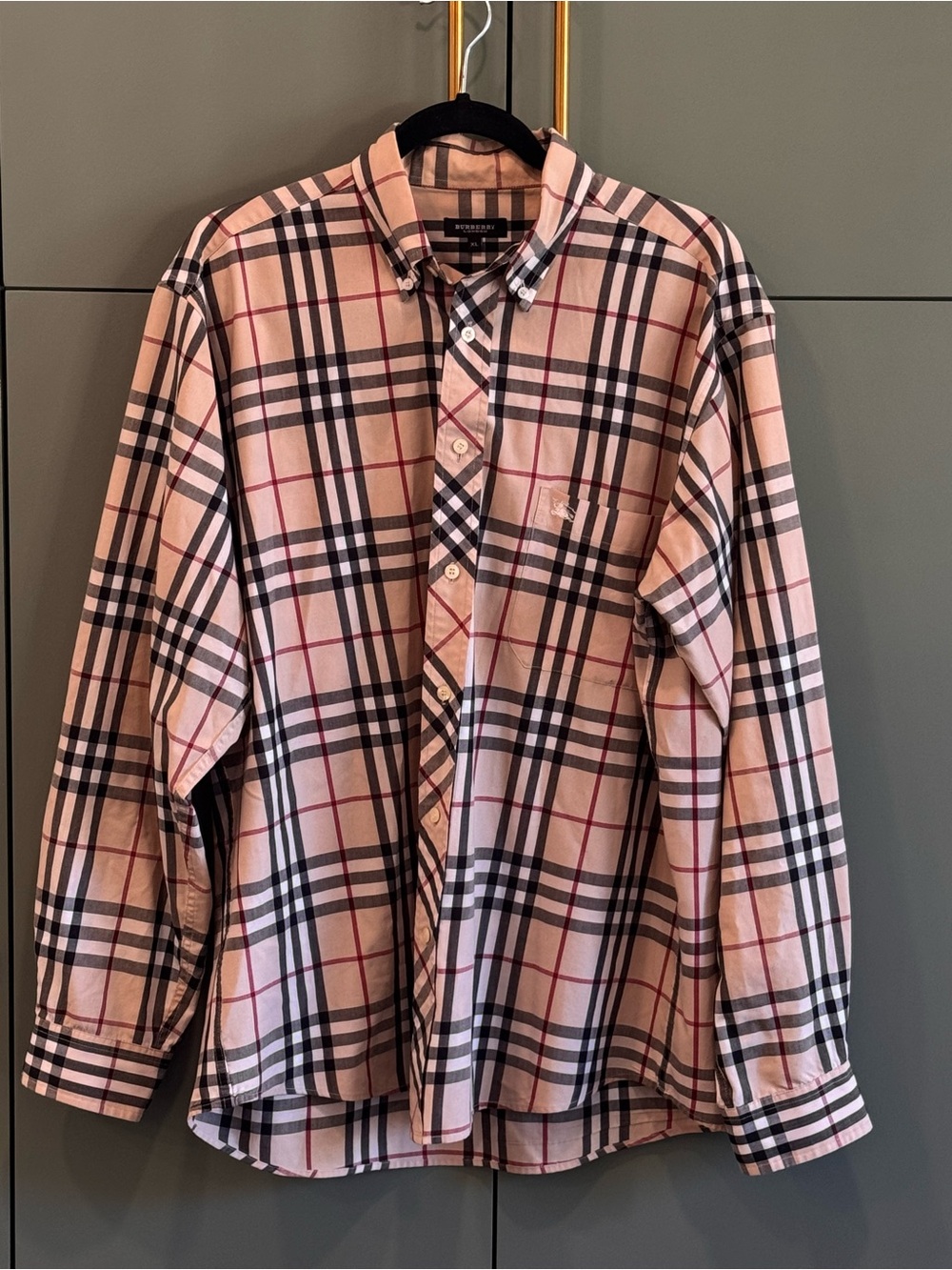 Burberry Cream and Black Signature Check Button-Down Shirt